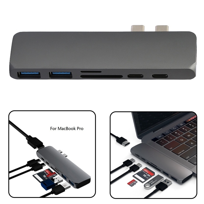 Dagaanbieding - Usb 3.1 Type-C Hub Naar Hdmi Adapter 4K Thunderbolt 3 Usb C Hub Met Hub 3.0 Tf sd Reader Slot Pd Voor Macbook Pro/Air 2018 - 2020 dagelijkse koopjes